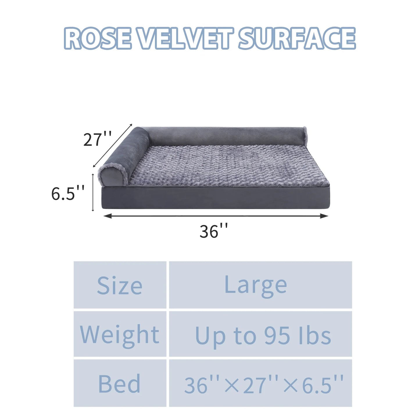 Washable Pet Couch Bed for Large Dogs，36"X27" Orthopedic Dog Bed with Non-Slip Bottom