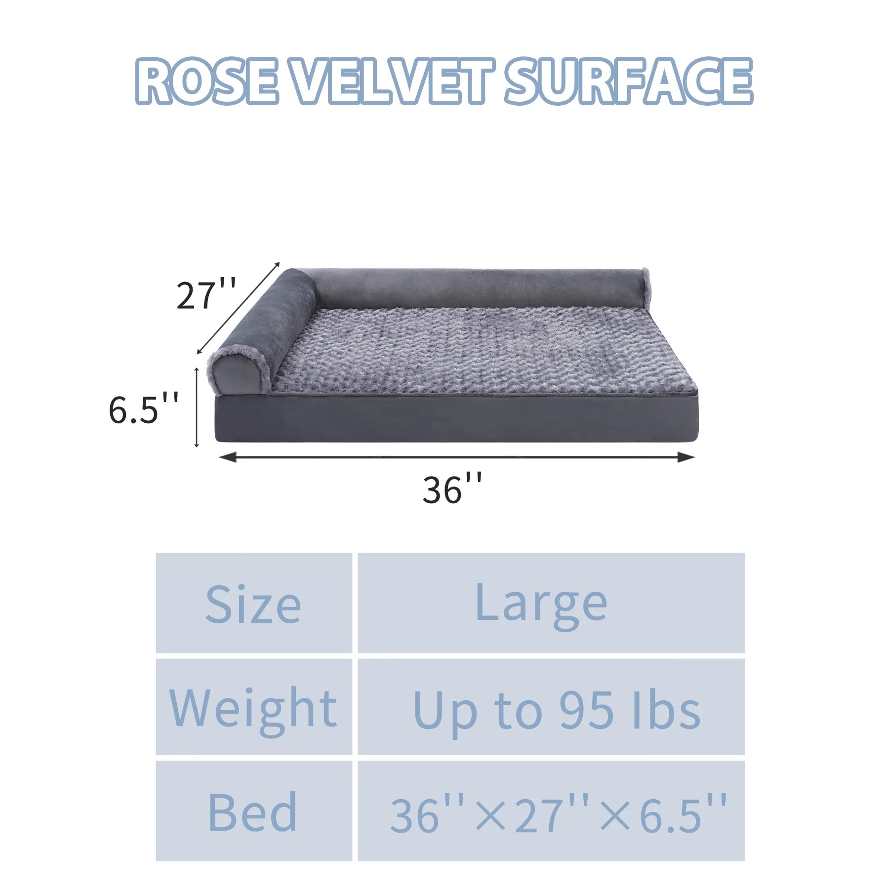 Washable Pet Couch Bed for Large Dogs，36"X27" Orthopedic Dog Bed with Non-Slip Bottom