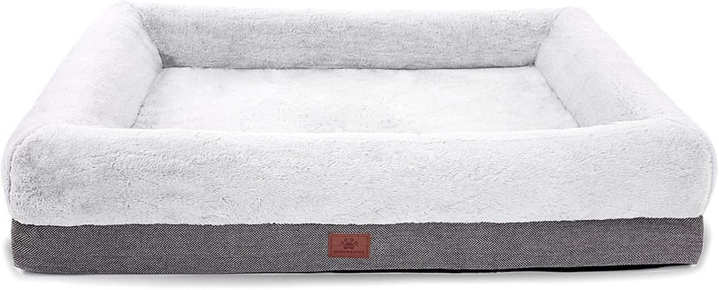 Orthopedic Dog Bed for Medium Dogs, Bolster Sides Dogs Sofa Bed with Removable Washable Cover & Non-Skid Bottom, Soft Pet Bed with Egg Foam Dog Couch for Sleeping, 31 X 25 Inch, Gray