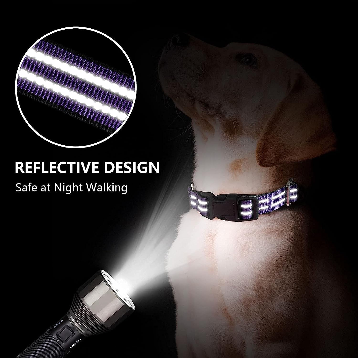 Martingale Dog Collar, Adjustable Nylon Reflective Collar with Quick Release Buckle, No Pull Dog Training Collars for Small Medium Large Dogs (Purple S)