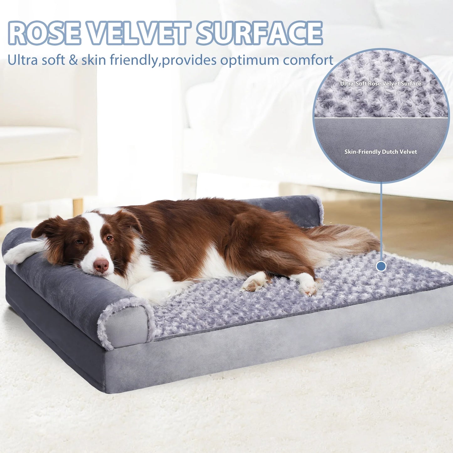 Washable Pet Couch Bed for Large Dogs，36"X27" Orthopedic Dog Bed with Non-Slip Bottom