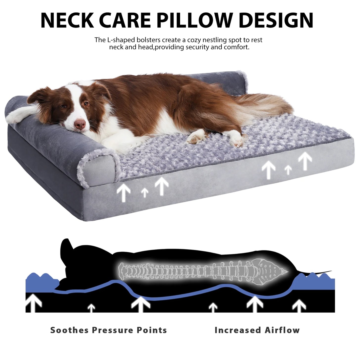 Washable Pet Couch Bed for Large Dogs，36"X27" Orthopedic Dog Bed with Non-Slip Bottom